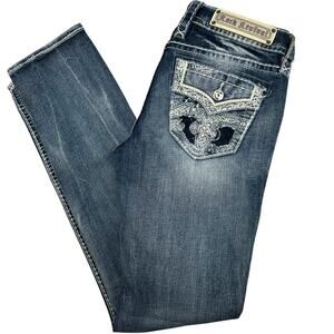 Vintage y2k Women's Low Rise Rock Revival Sargon Straight Leg Blue Denim Jeans